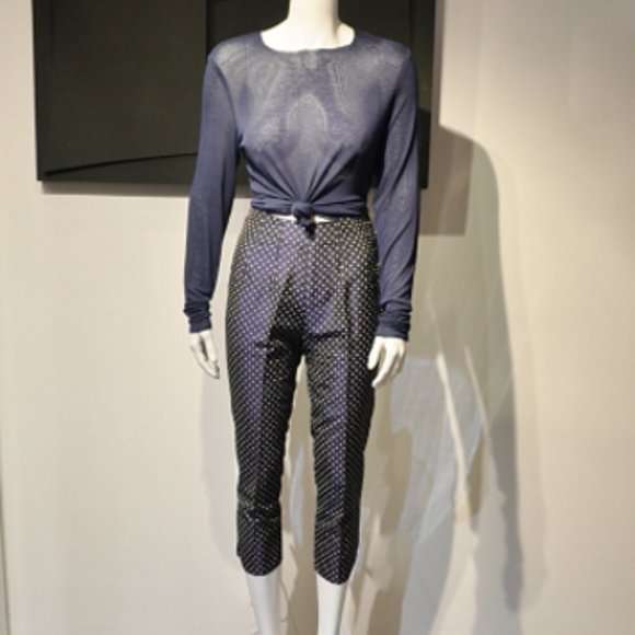 Vintage 90's Navy with White Pindot Capri - Picture 1 of 5